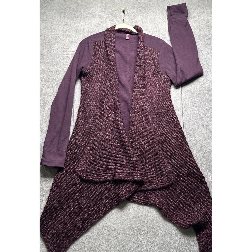 prAna Cardigan Wool Open Front Burgundy Womens Large Layering Sweater